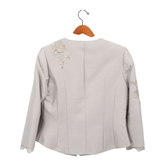 NWT Craig Signer Lined Gray Lace Flower Applique Evening Jacket - Picture 5 of 6